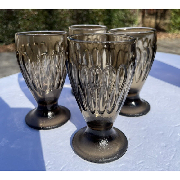 Vintage Anchor Hockings? Refreshment  5 Piece Set Smoky Dark Brown Rare - Picture 5 of 11